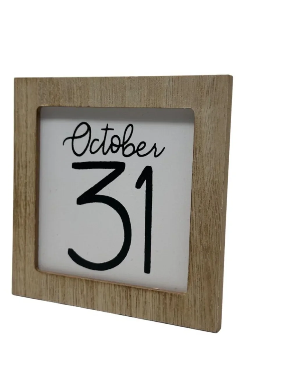 Halloween Mini Hanging October 31 Sign Wooden Frame Accent Rustic Black White